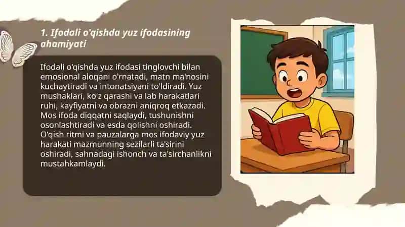 Ifodali o'qishda yuz ifodasi va harakat. 3