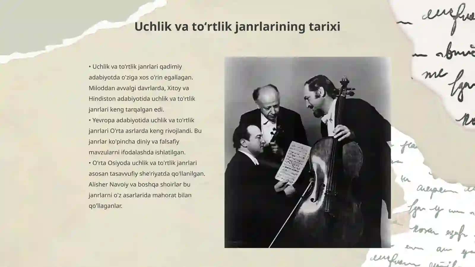 Uchlik va to'rtlik janrlari 3