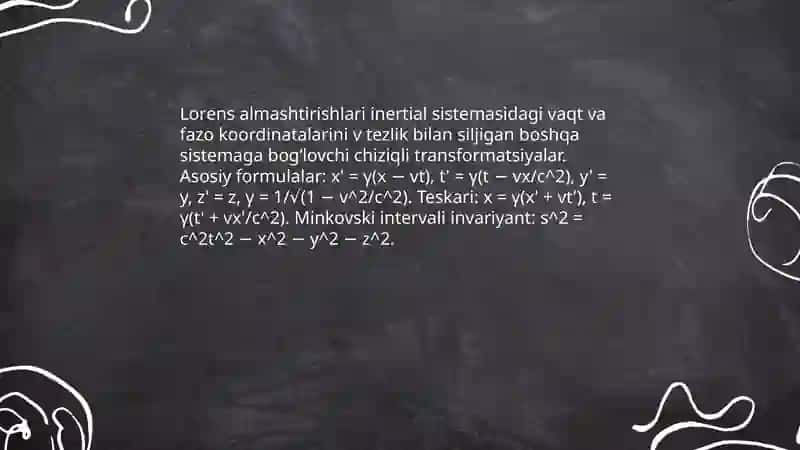 Lorens almashtirishlari va undan chiqadigan xulosalar 3