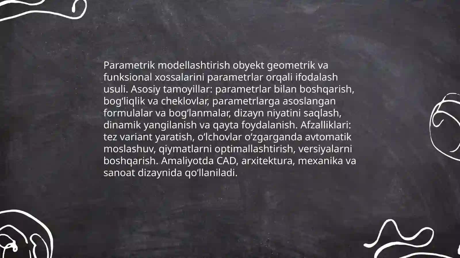 Parametrik modellashtirish tushunchasi va amaliy qo‘llanilishi 3