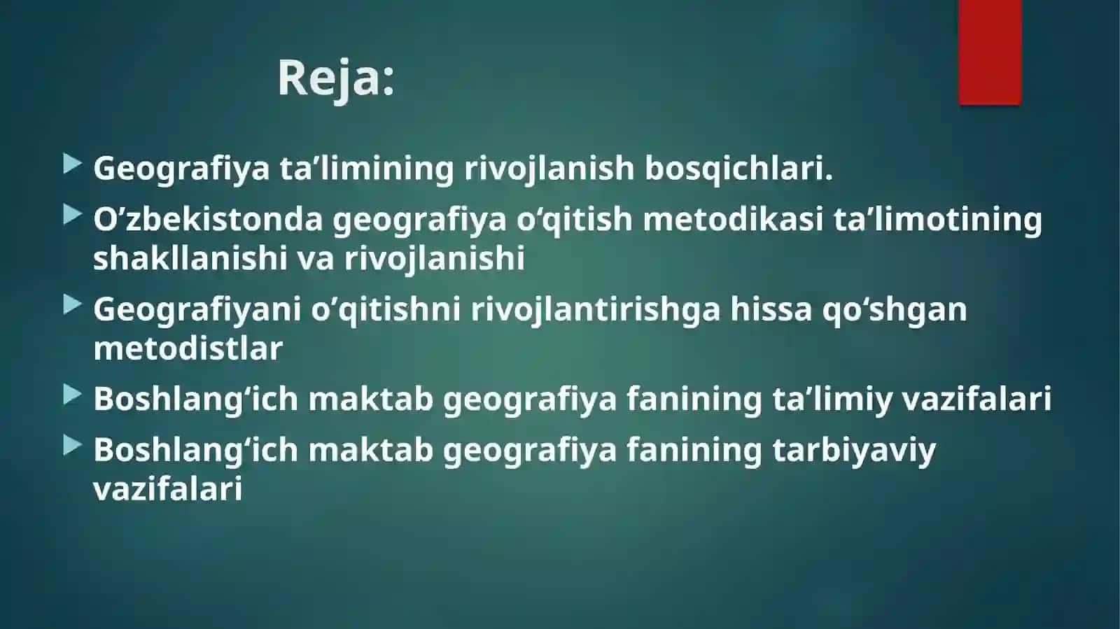 GEOGRAFIYA METODIKASITAʼLIMOTININGSHAKLLANISHI VA RIVOJLANISHI, BOSHLANG’ICHMAKTAB GEOGRAFIYA FANINING RIVOJLANISH BOSQICHLARI 3