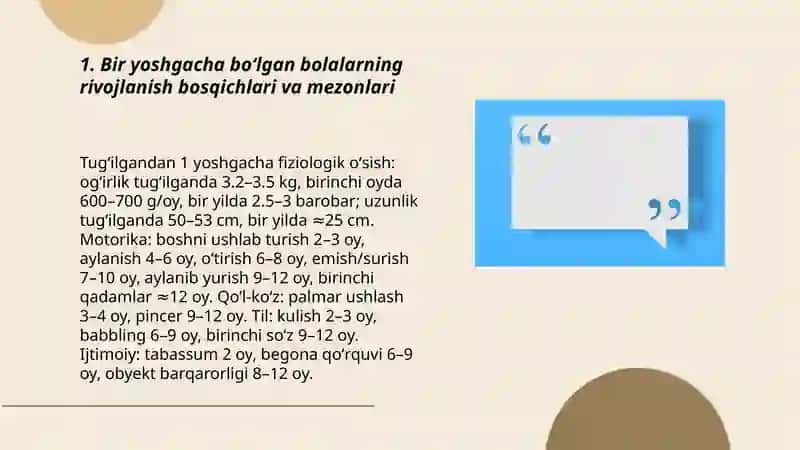 Bir yoshgacha boʻlgan bolalarni rivojlanishi va unga qoʻyilgan pedagogik talablar 3