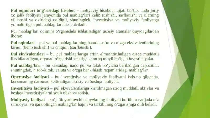 PUL OQIMLARI TAHLILI. XO`JALIK YURITUVCHI SUB`EKTLAR XUSUSIY KAPITAL TAHLILI. 3