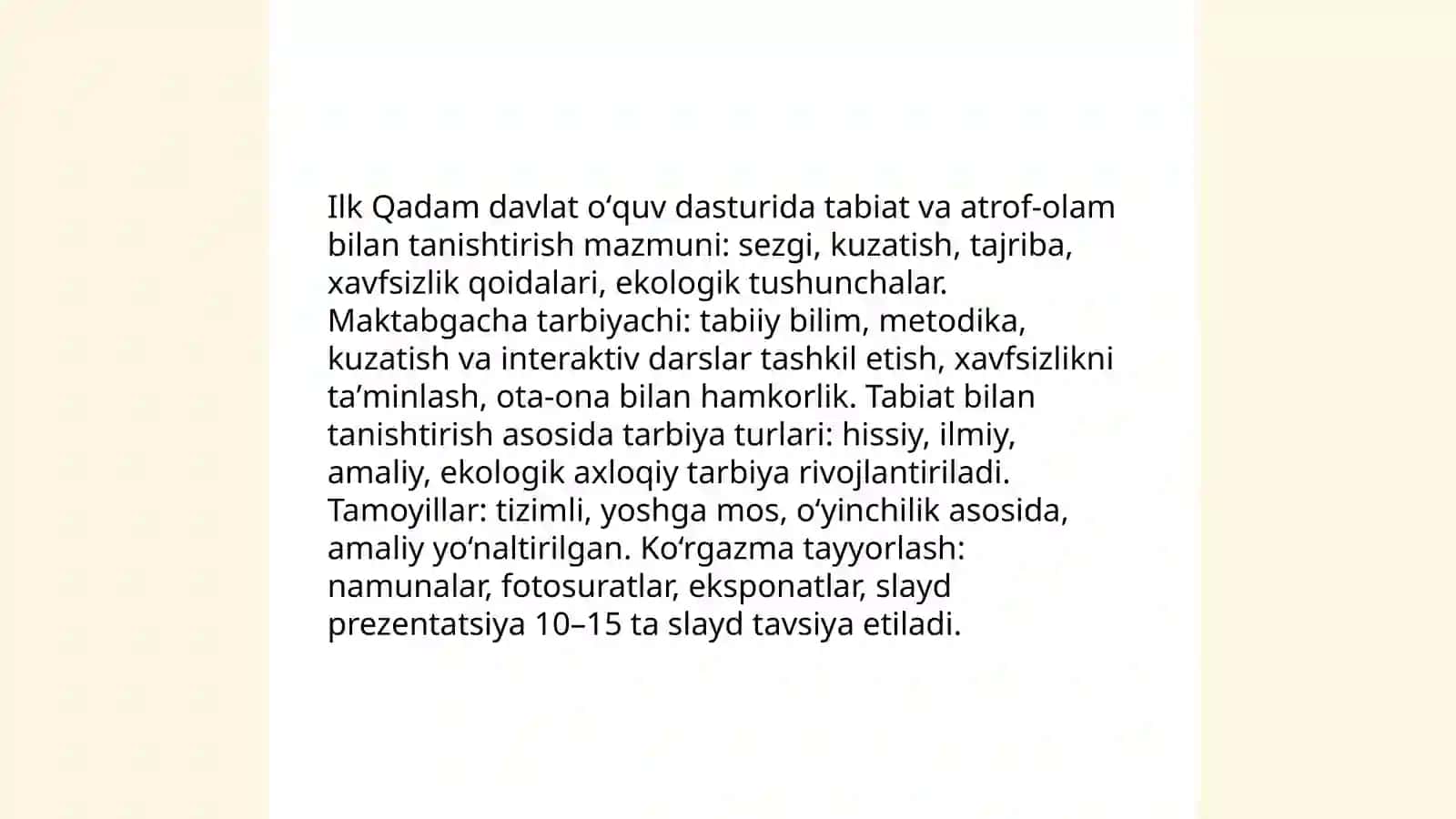 Ilk Qadam davlat òquv dasturi 3