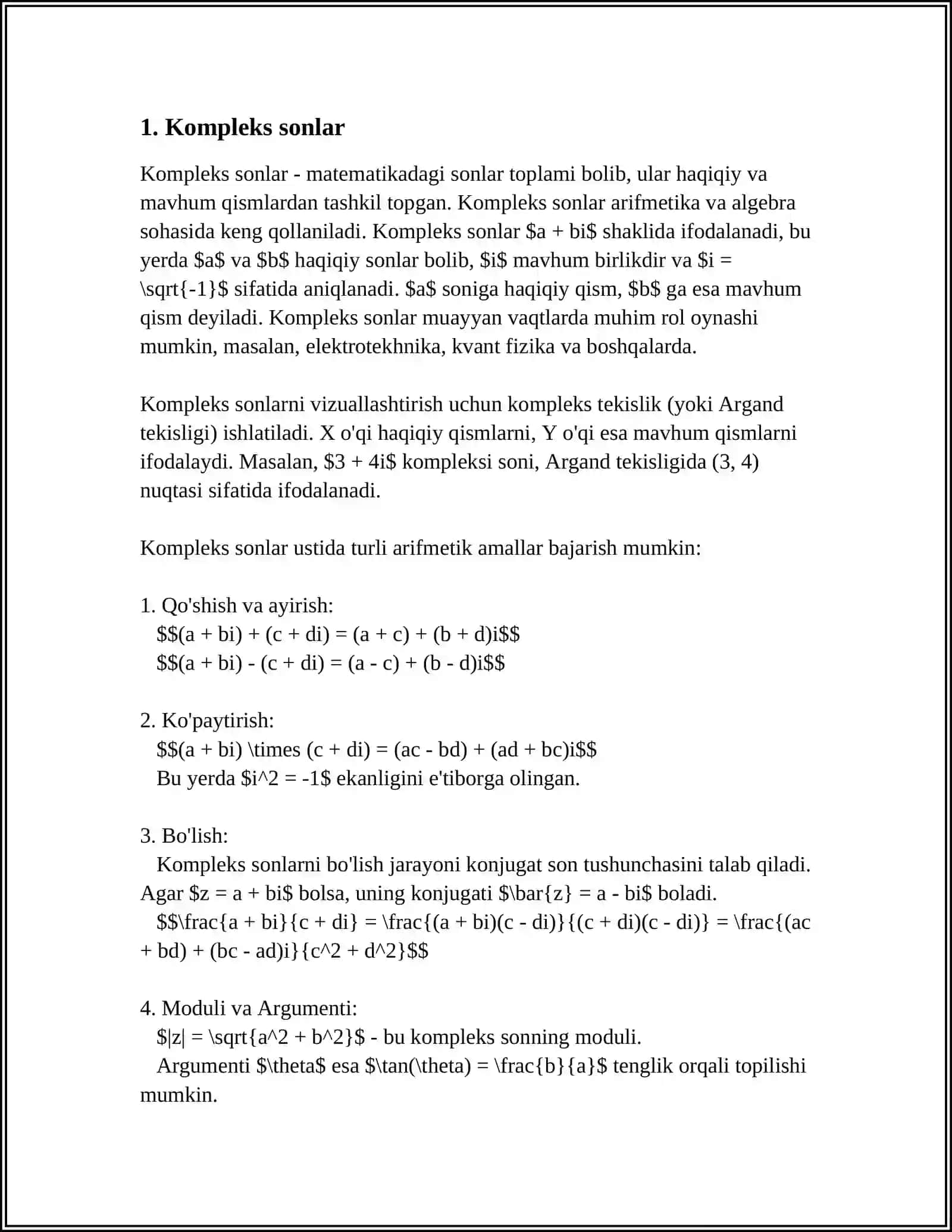 KOMPLEKS SONLAR 3