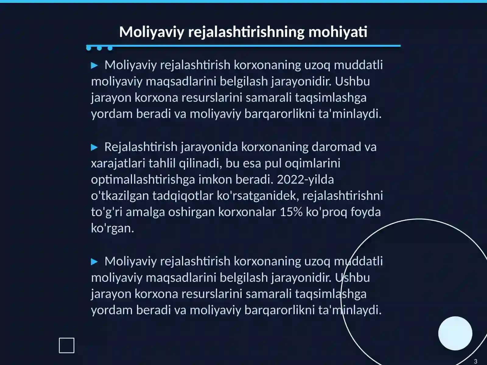 Korxonalarda moliyaviy rejalashtirish va byudjetlashtirish 3