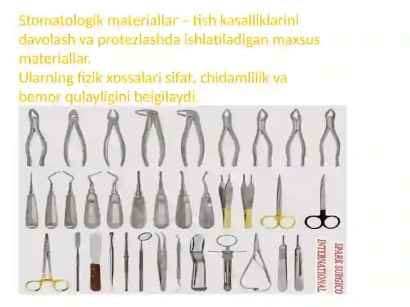 Stomatologik materiallarning fizik va mexanik xossalari. Tishning zichligini aniqlash. Suniy tishlarni tayyorlashds ishlatiladigan materiallarning mexanik xossalari 3