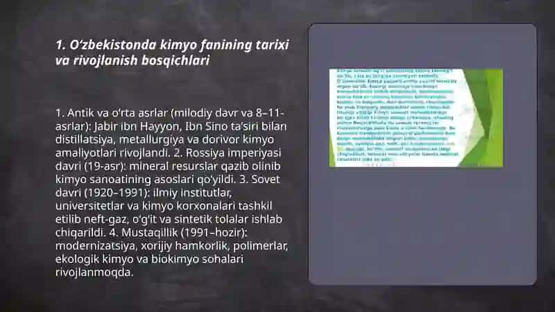Oʻzbekistonda kimyo fani va sanoati hamda ularning rivojlanishi asoslari 3