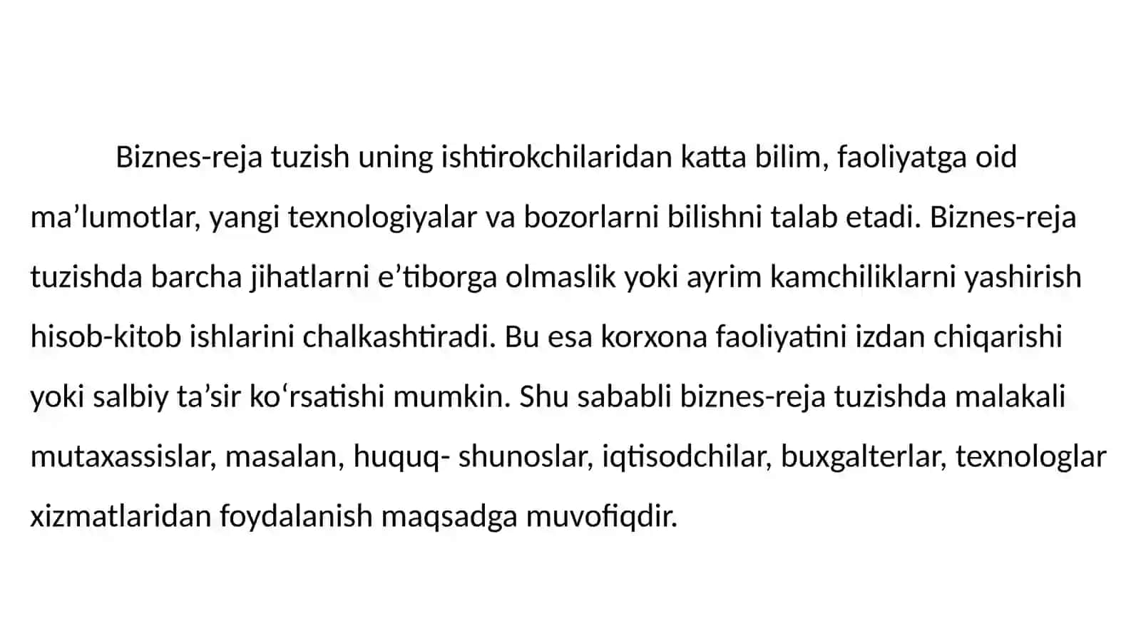 Biznes rejasi tuzish 3