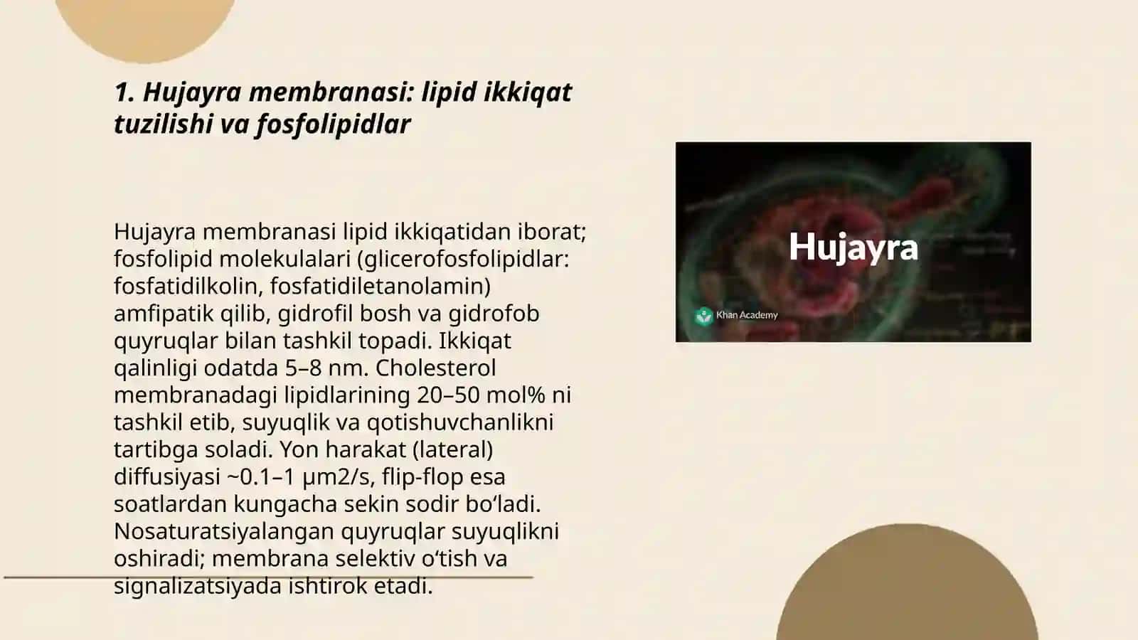 Hujayra biofizikasi va biomemronologiya asoslari 3