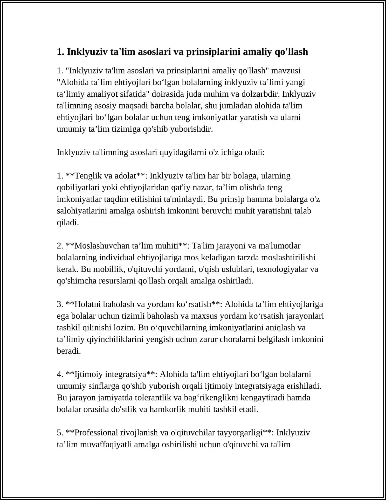 ALOHIDA TAʼLIM EHTIYOJLARI BOʻLGAN BOLALARNING INKLYUZIV TAʼLIMI YANGI TAʼLIMIY AMALIYOT SIFATIDA 3