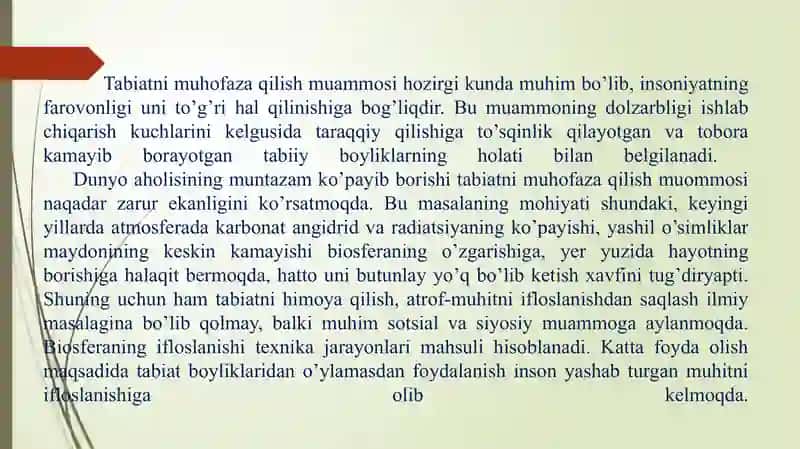 TABIATNI MUHOFAZA QILISH 3
