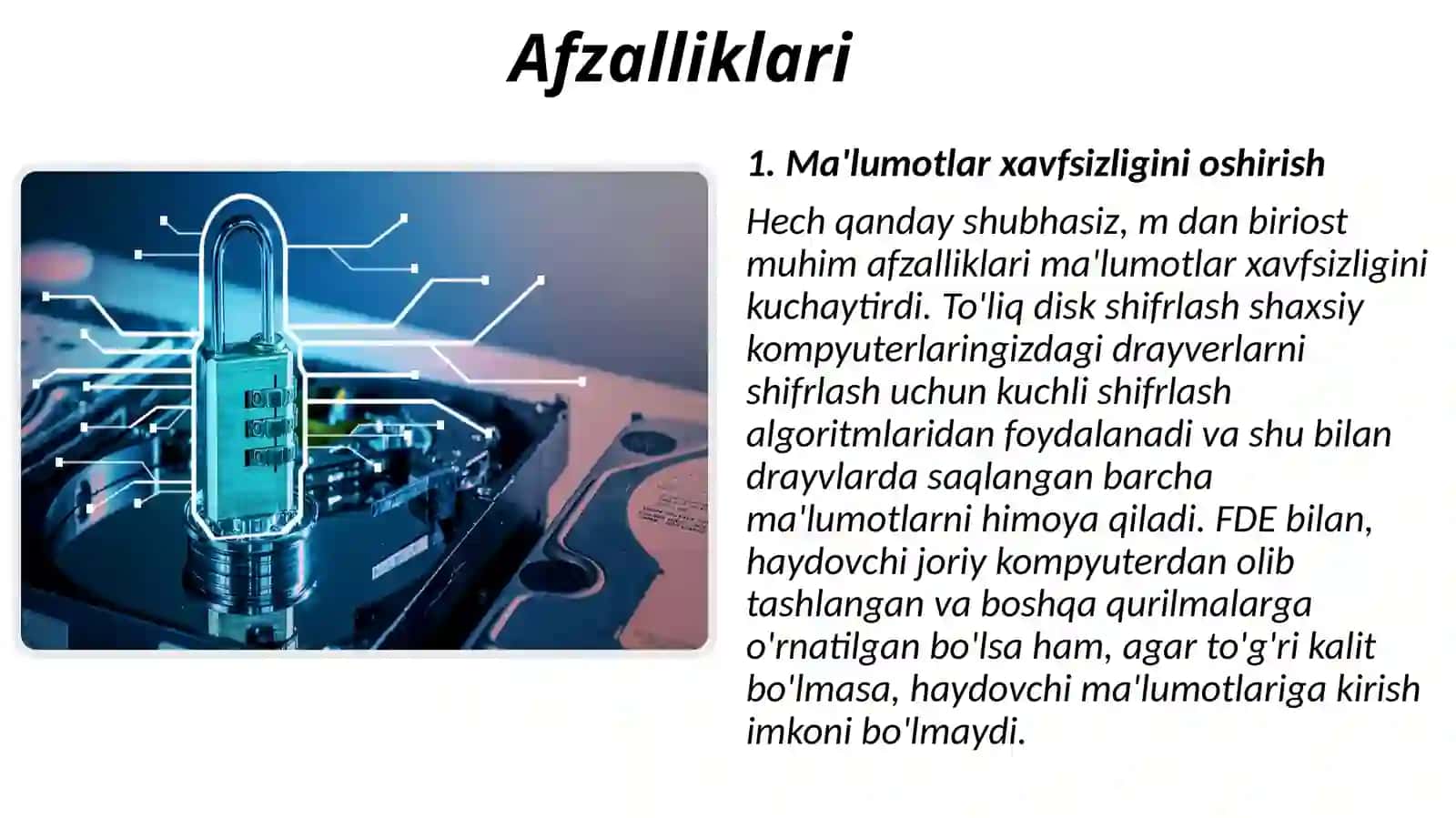 DISKDAGI MA’LUMOTLARNI SHIFRLASH 3