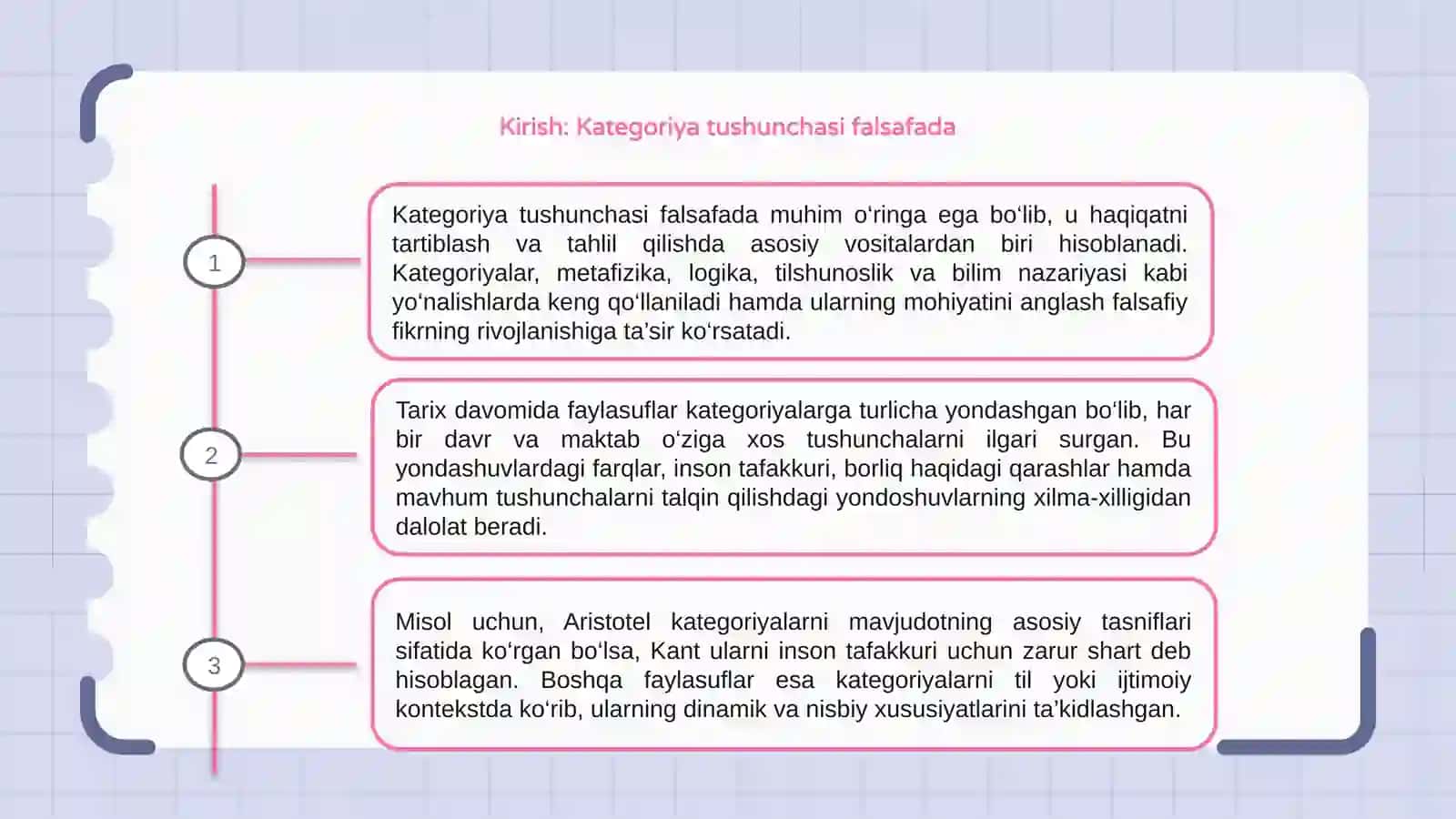 Falsafa tarixida kategoriyalarga yondashuvlarning hilma-xilligi 3