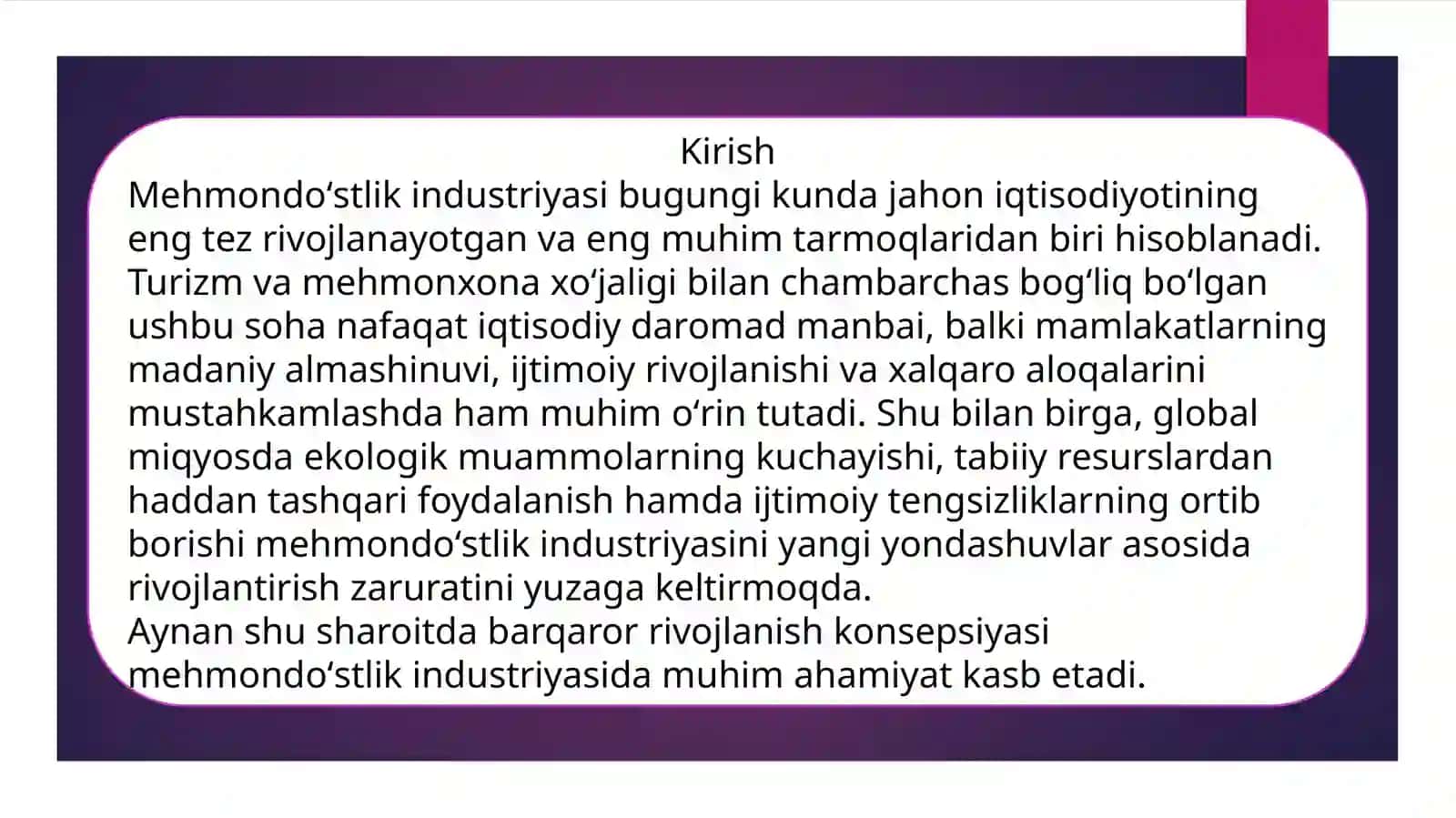 Mehmondoʻstlik industriyasida barqaror rivojlanish konsepsiyasi 3