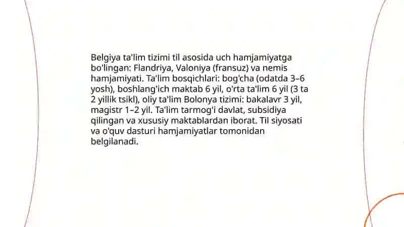 Belgiya boshlang'ich ta'lim tizimi 3