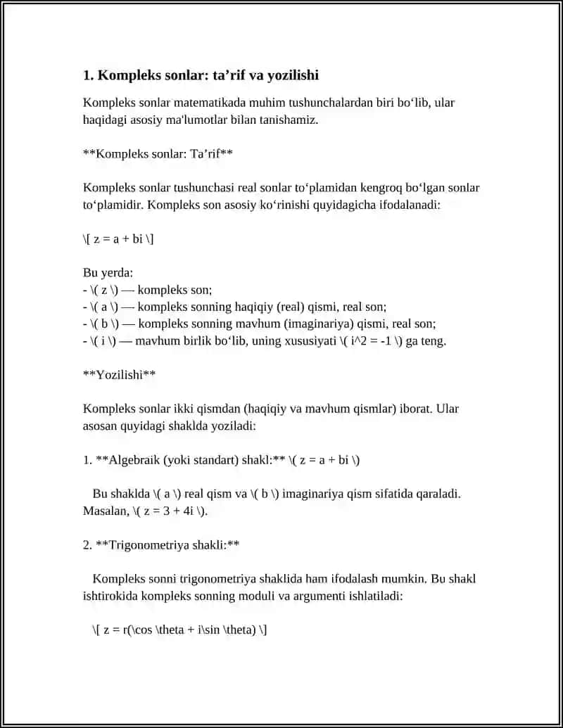 KOMPLEKS SONLAR 3
