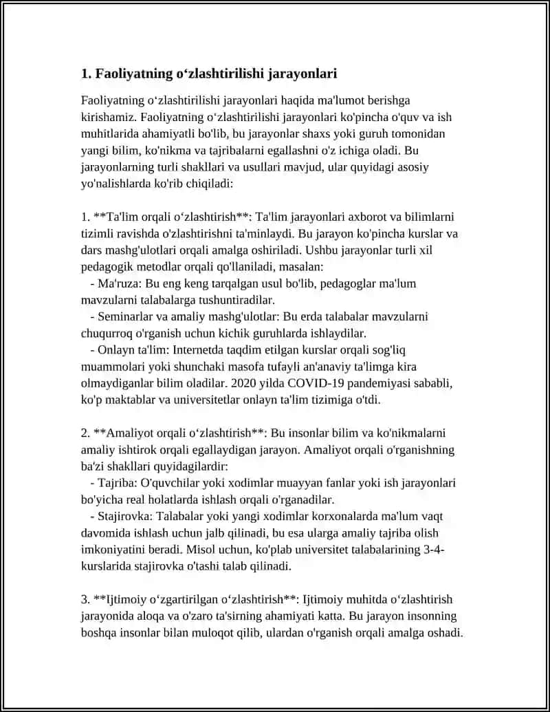 FAOLIYATNING OʻZLASHTIRILISHI VA MALAKALARNI EGALLASH. MATIV VA MATIVATSIYA 3