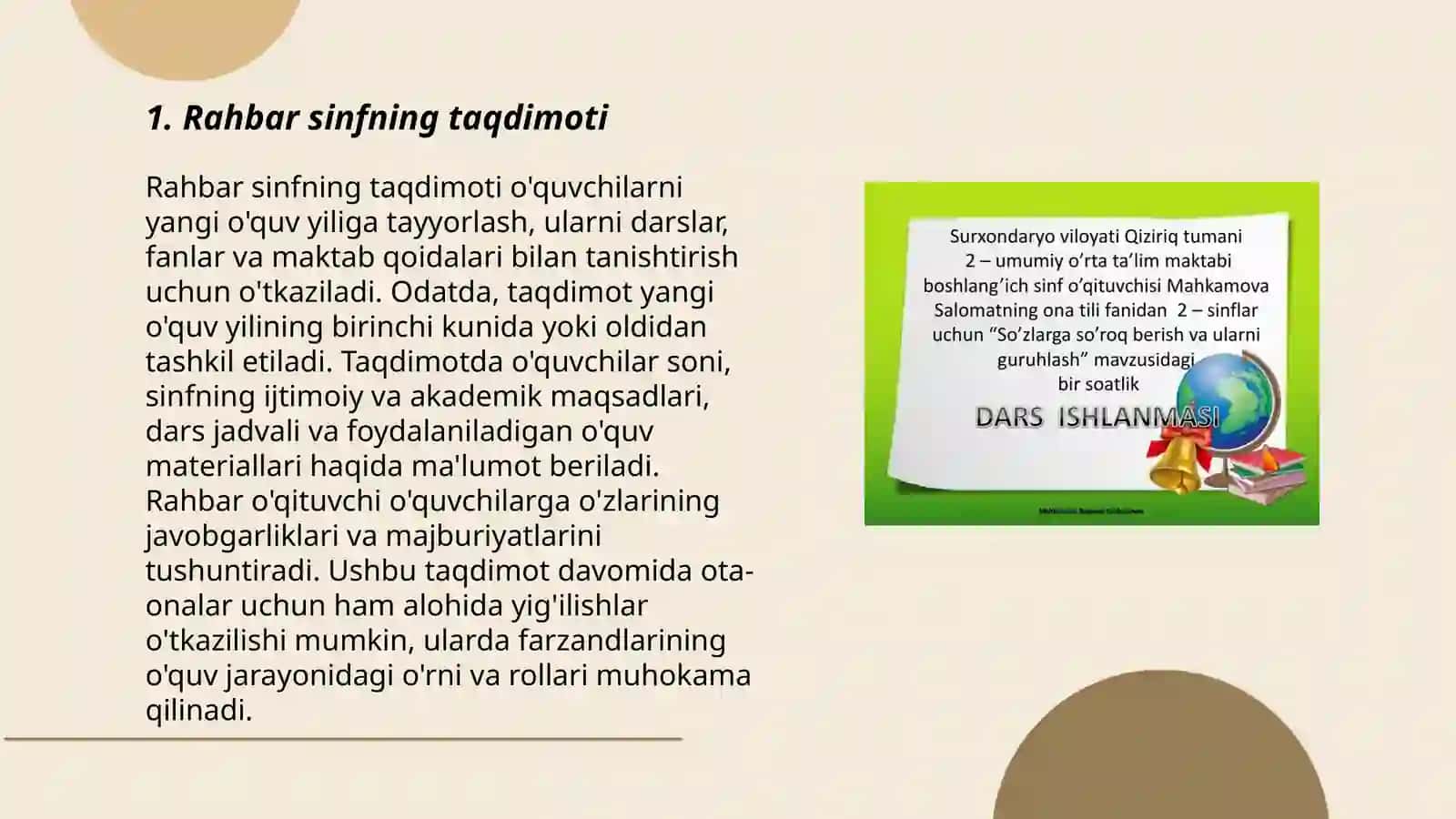 Boshlangʻich sinf rahbarining ish jurnalini yaratish 3