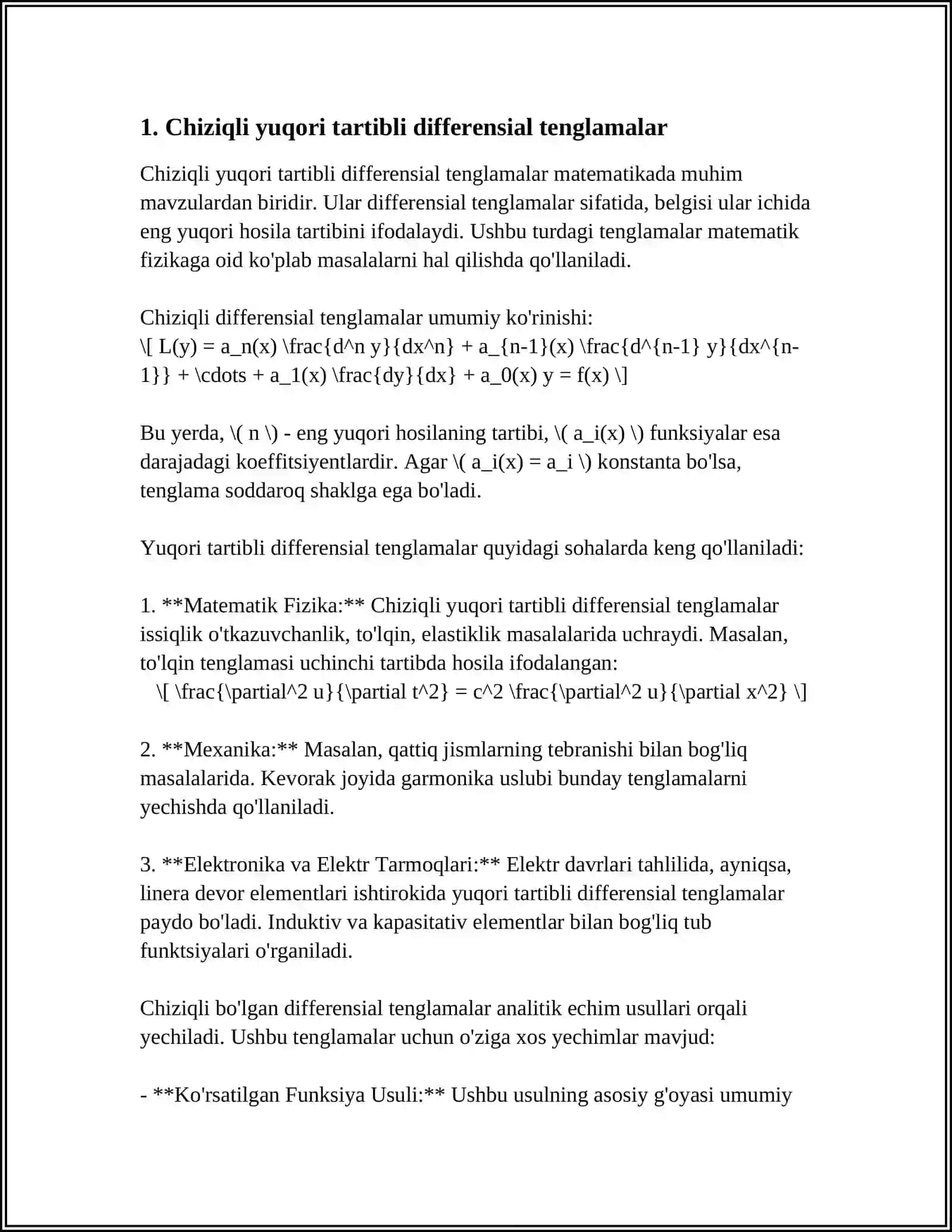 YUQORI TARTIBLI DIFFERENSIAL TENGLAMALAR 3