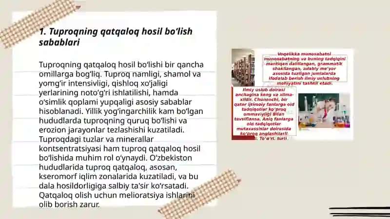 Tuproq qatqaloq hosil bo'lish va yo'qotish 3
