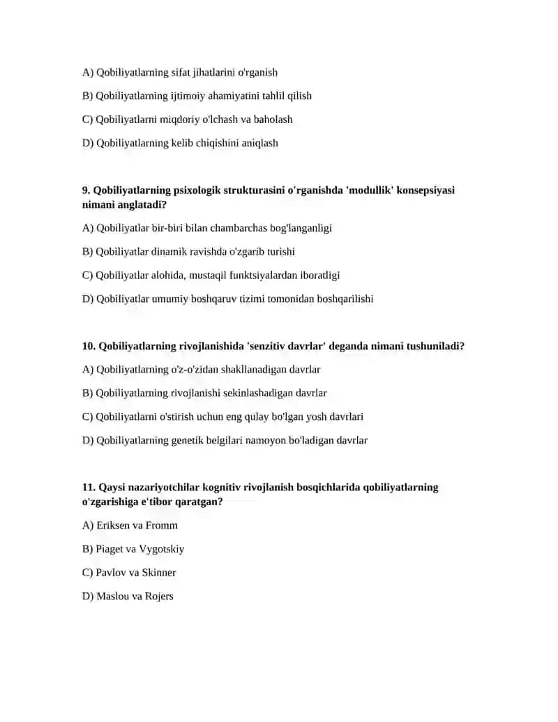 Qobiliyatlarning psixologik strukturasi 3
