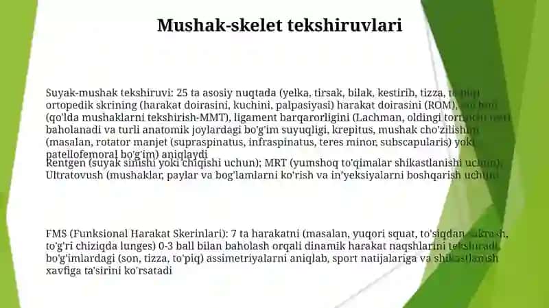 Sport bilan shug‘ullanuvchilarni tibbiy tekshirish turlari 3