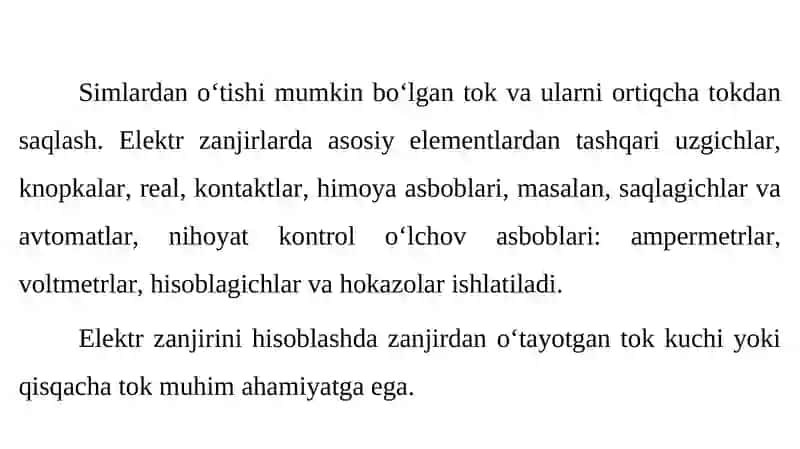 Sinusoidal tok, uni xarakterlovchi asossiy kattaliklar 3