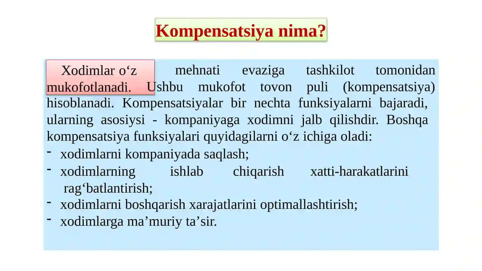 Kompensatsiya va imtiyozlar 3