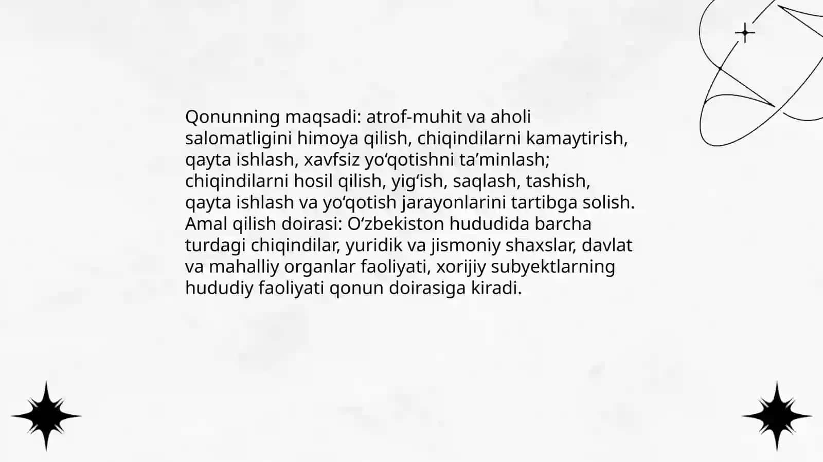 Chiqindilar to'g'risida"gi qonun bandlarini o‘rganish Yoqubov Jaloliddin 3