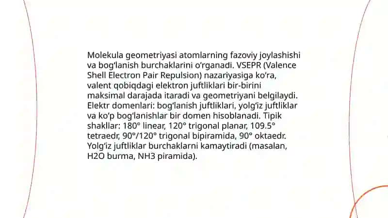 Molekulalarning fazoviy tuzilishi 3