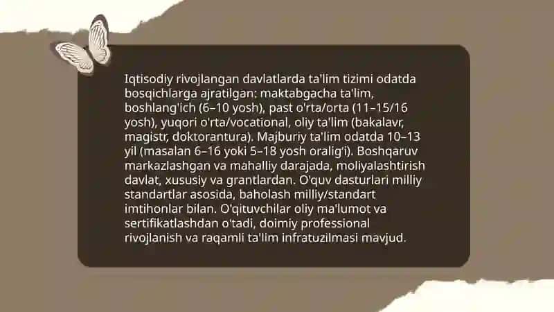 Iqtisodiy rivojlangan xorijiy davlatlarda taʼlim tizimi 3