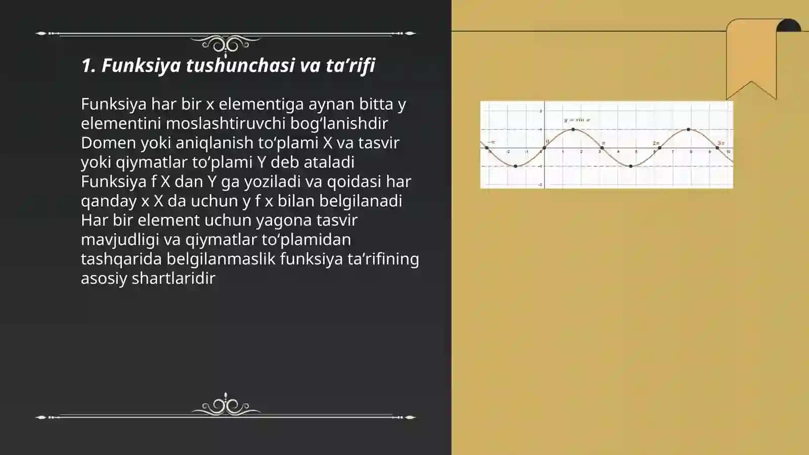 Funksiya tushunchasi. Elementar funksiyalar 3