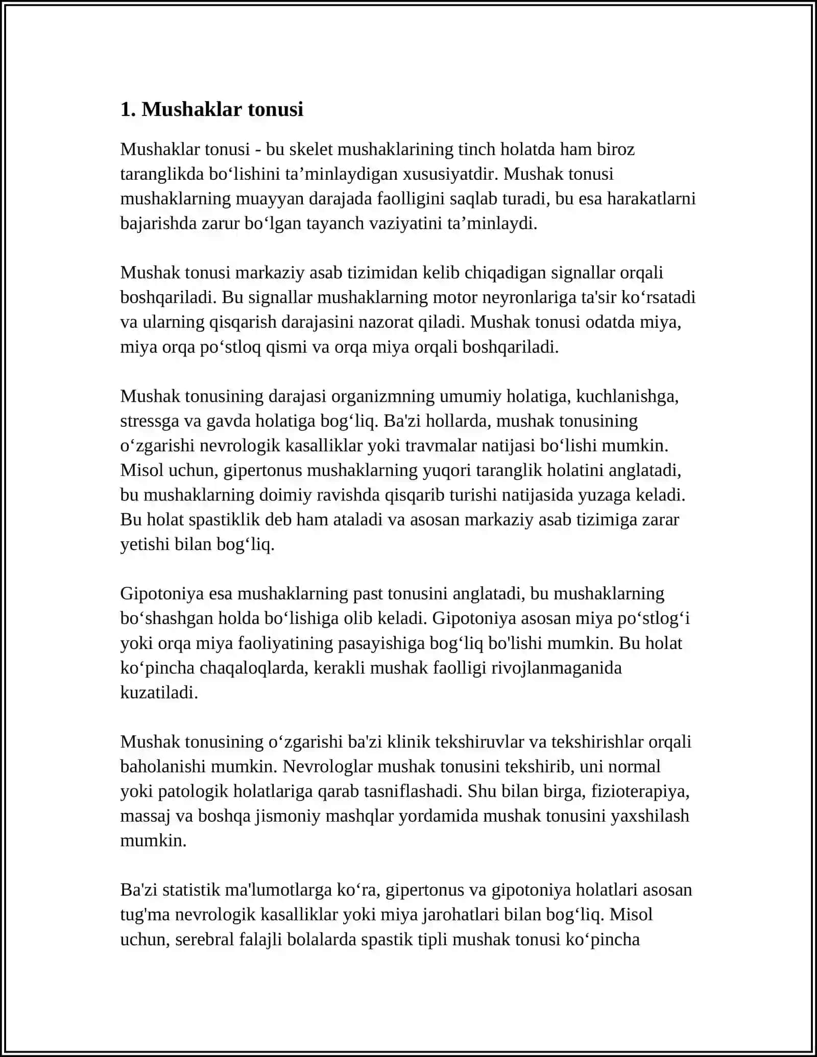 MUSTAQIL ISH Mavzu: GEMODINAMIKANING ASOSIY KO’RSATKICHLARI. NORMAL FIZIOLOGIYA 3