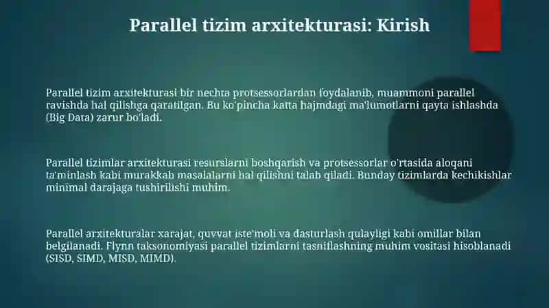 Parallel tizim arxitekturasi 3