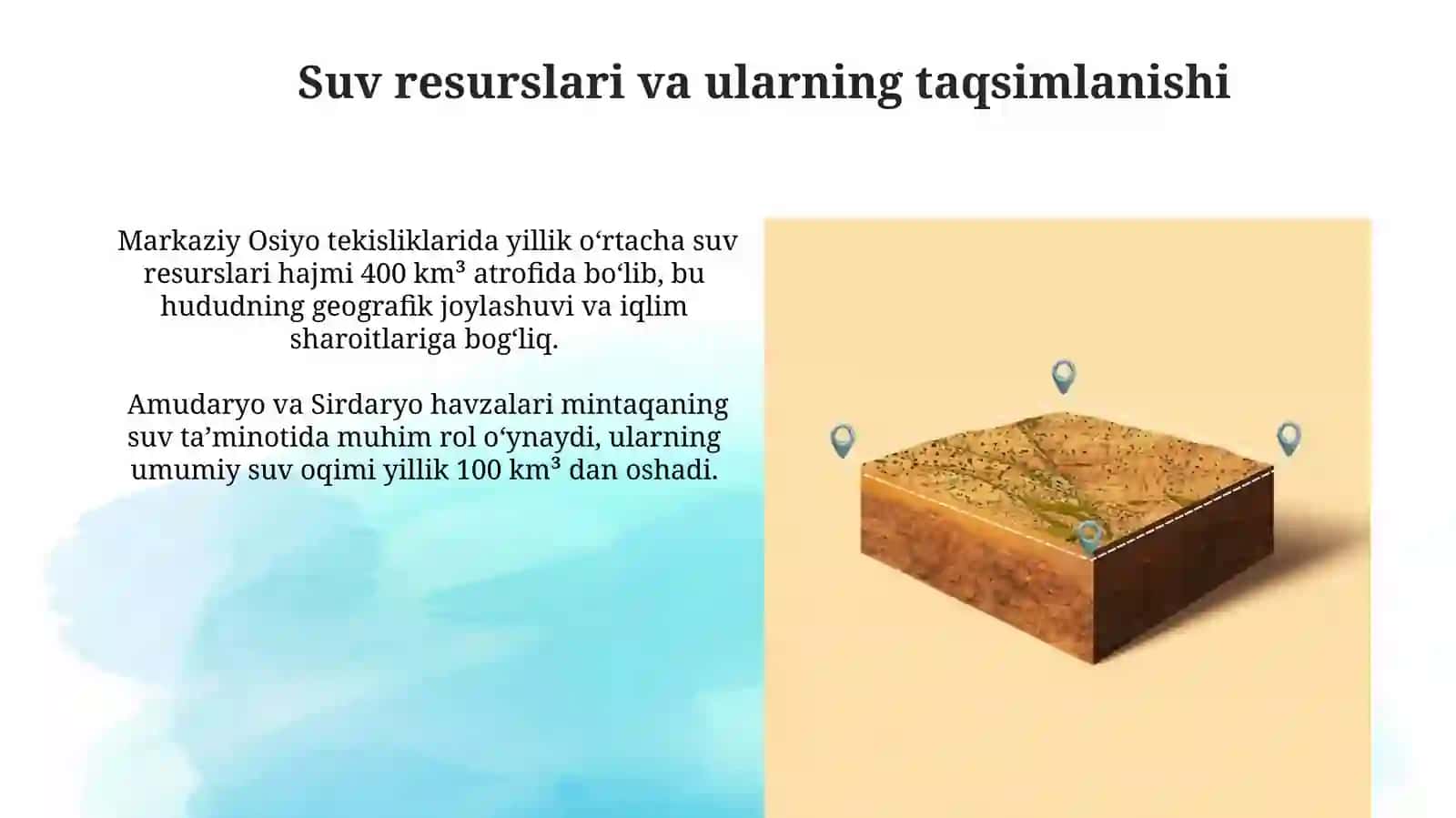 Oʻrta Osiyo hududi yer yuzasining tuzilishi: tekislik qismi 3