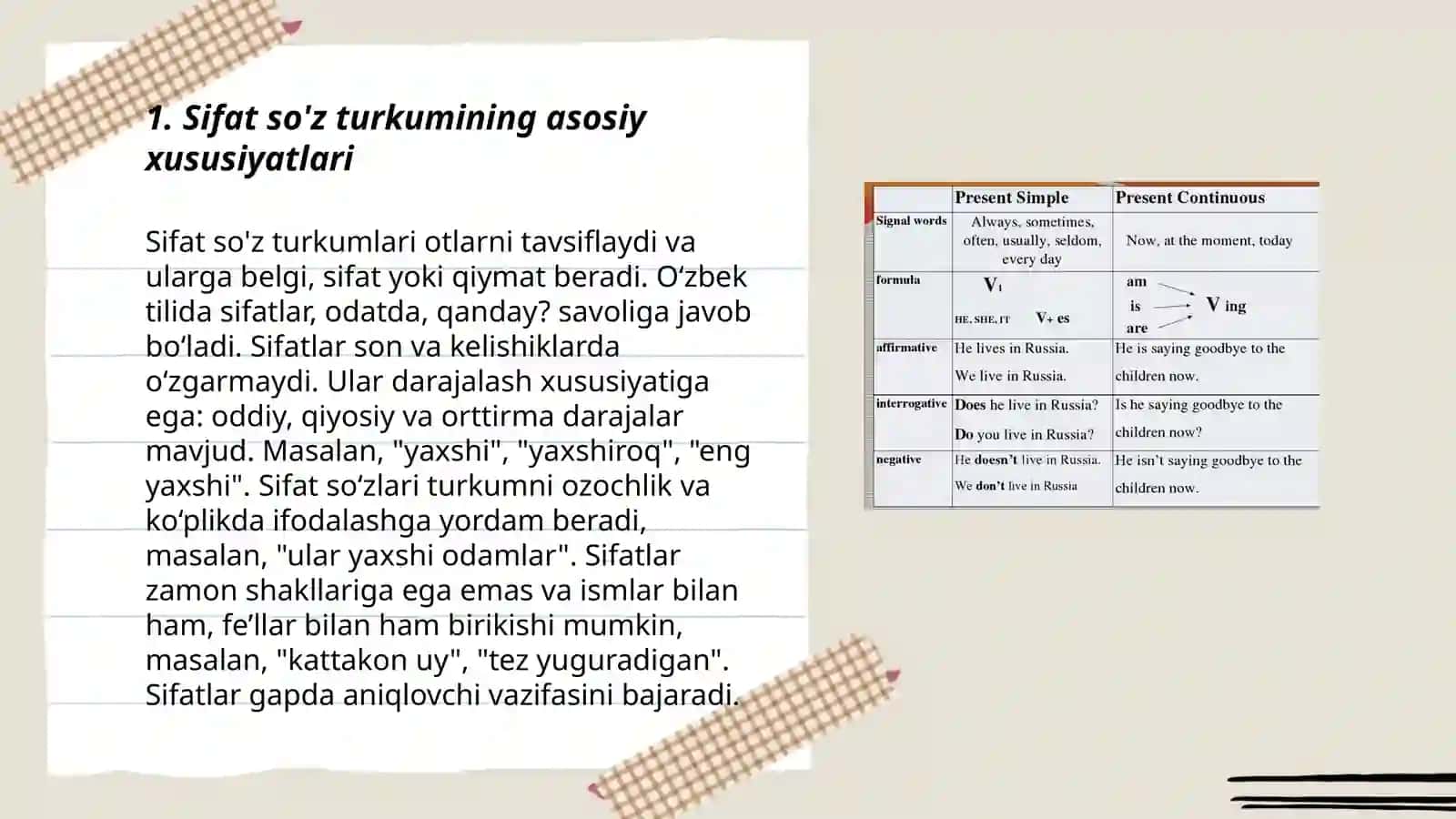 Boshlang'ich sinflarda sifat so'z turkumlari 3