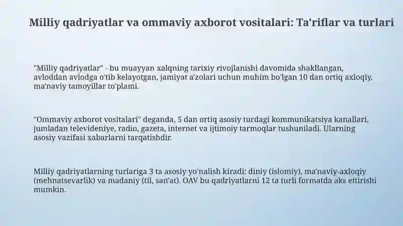 Milliy qadriyatlar va ommaviy axborot vositalari 3