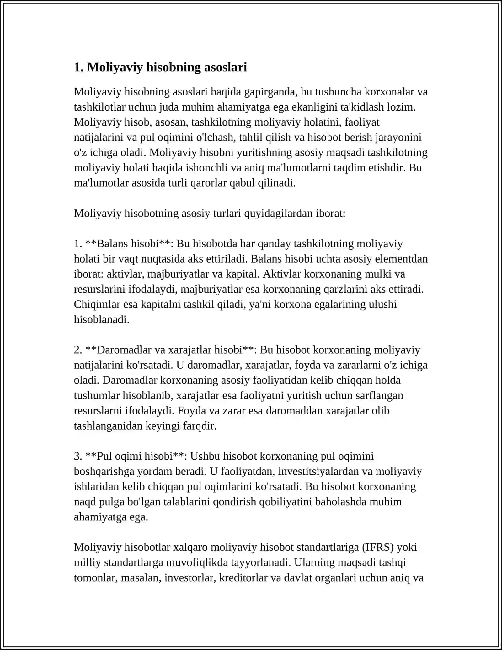 Moliyada foyda va zararlar hisobi 3