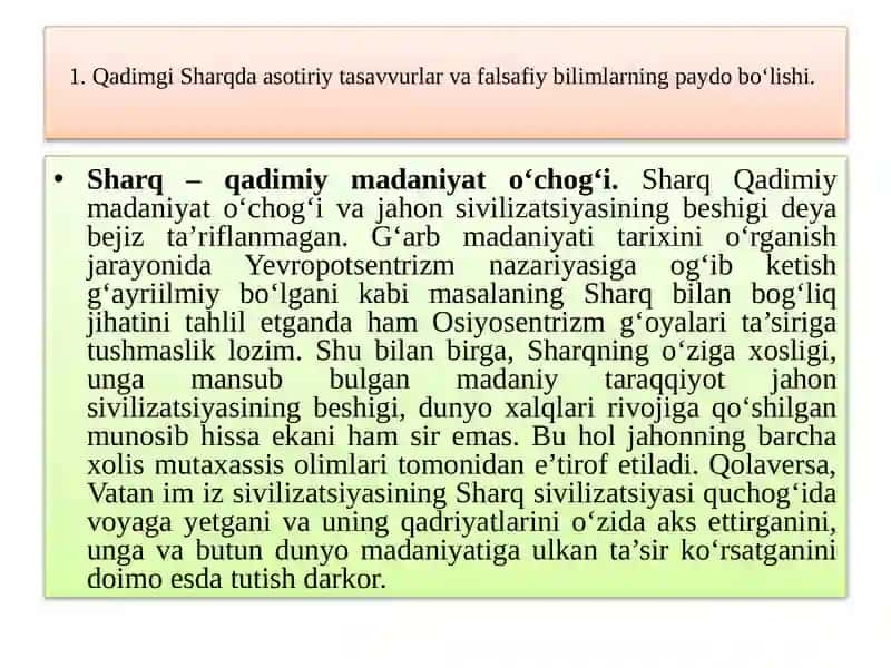 FALSAFIY TAFAKKUR TARAQQIYOT BOSQICHLARI: SHARQ FALSAFASI 3