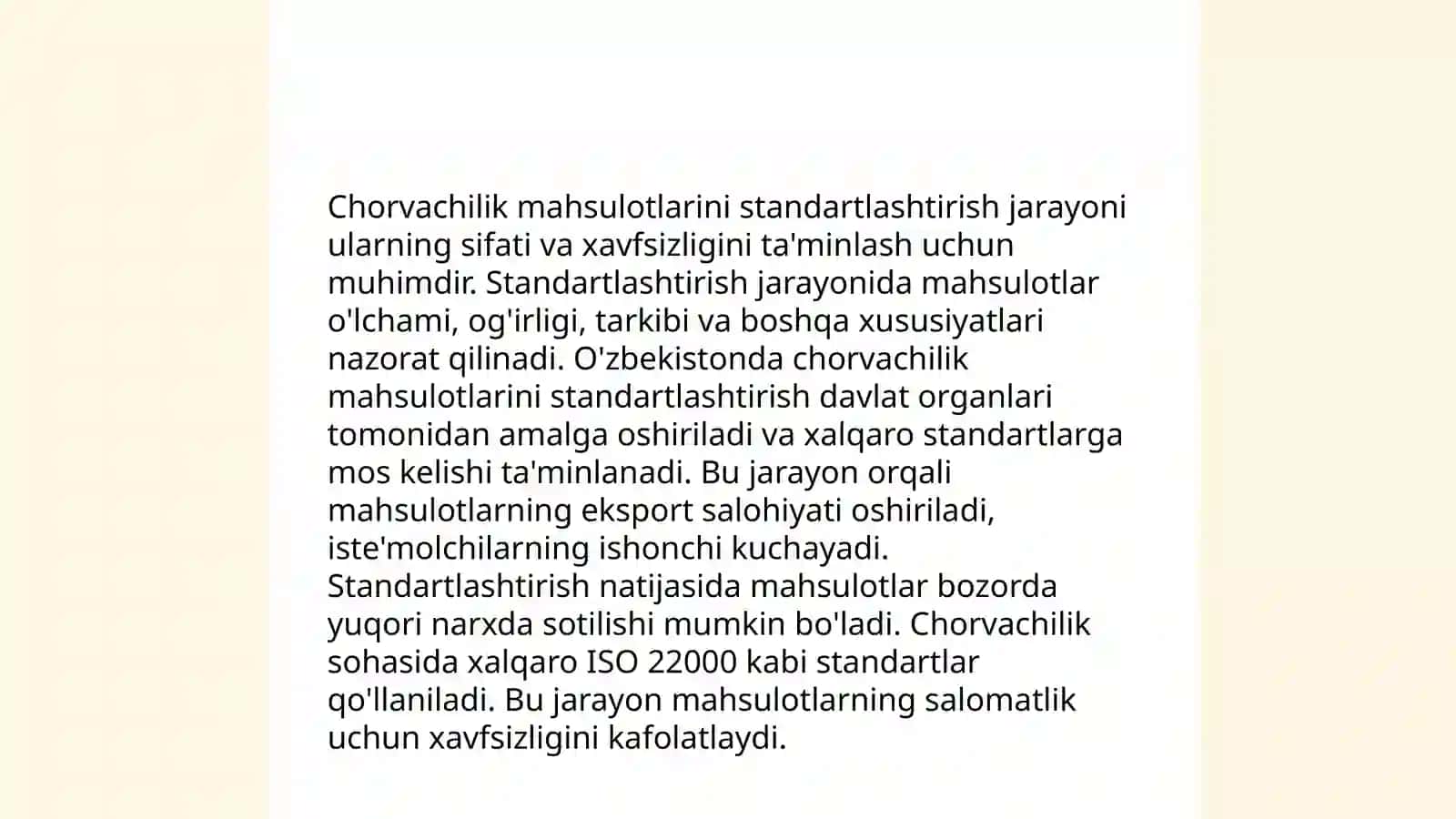 Chorvachilik mahsulotlarini standartlashtirish va metrologiya va sentifikatlash 3