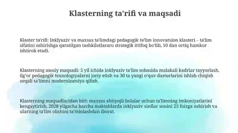 Inklyuziv va maxsus ta'limda pedagogik ta'lim innavatsion klasteri 3
