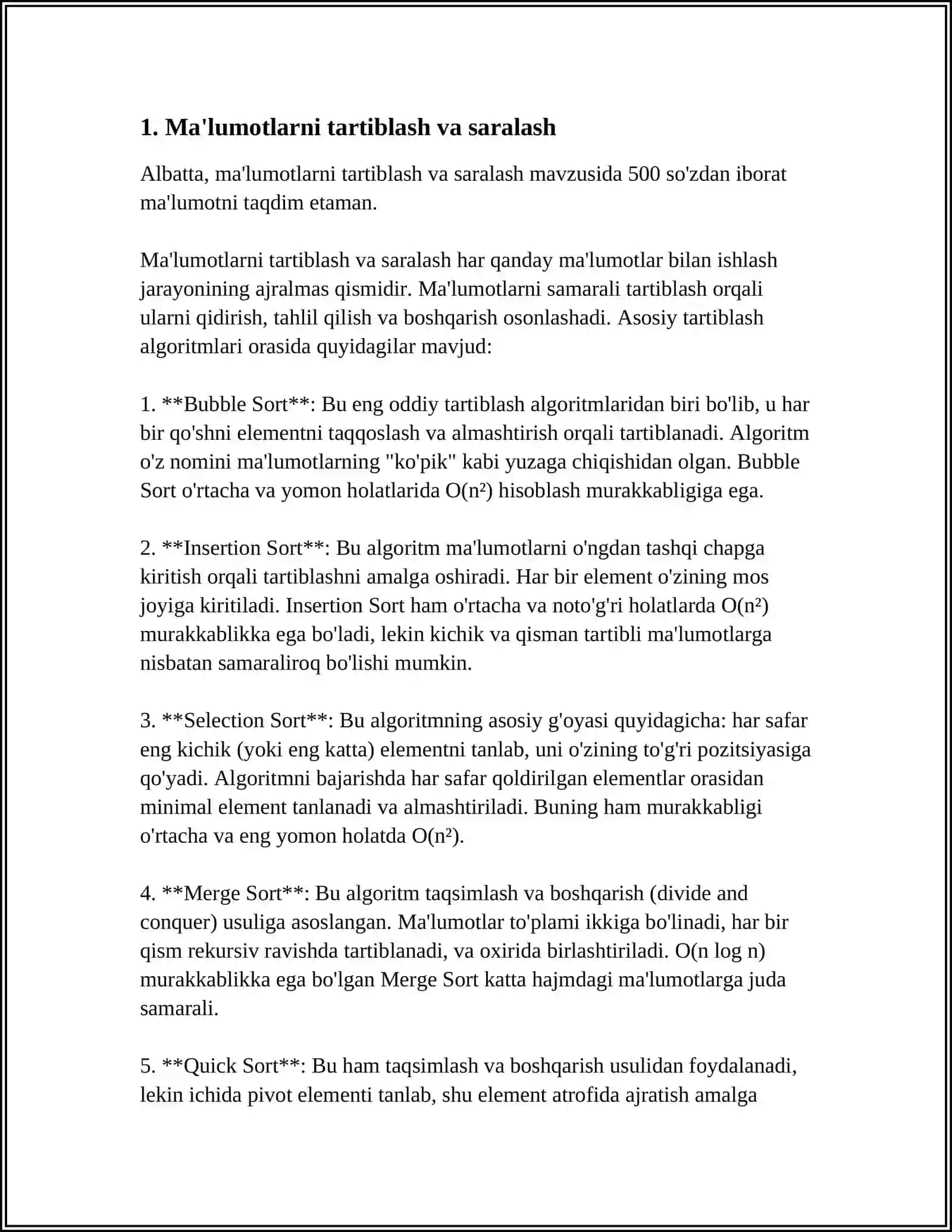 EXCEL DASTURIDA TURLI HISOBOTLAR TAYYORLASH 3