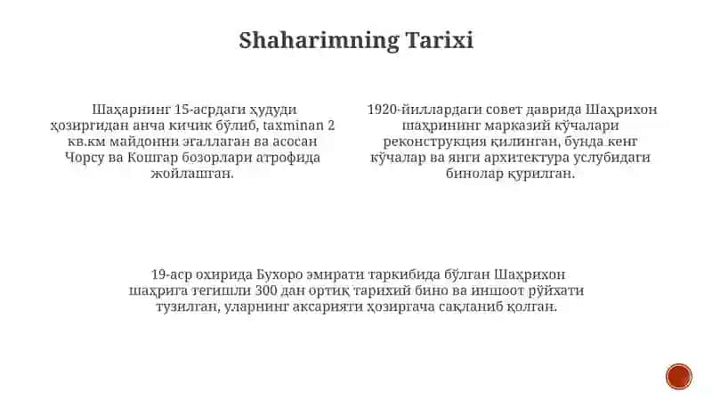 Shaharimning Tarixi 3