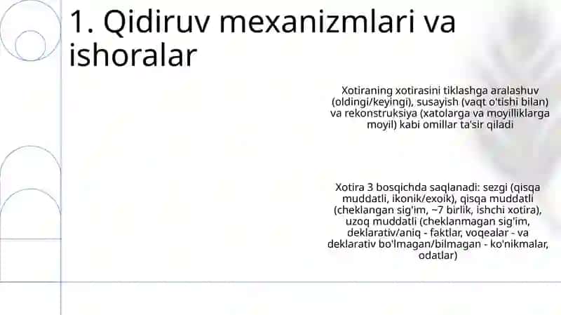 Xotira xaqida umumiy tasavvurlar 3