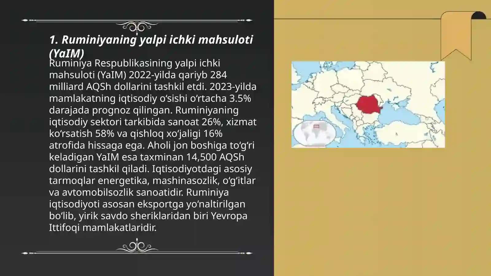 Ruminiyaning yalpi ichki mahsuloti (YaIM) 3