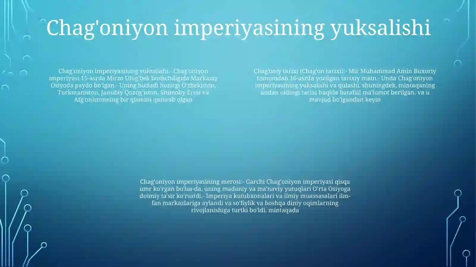 Chag'Oniyon Tarixi 3