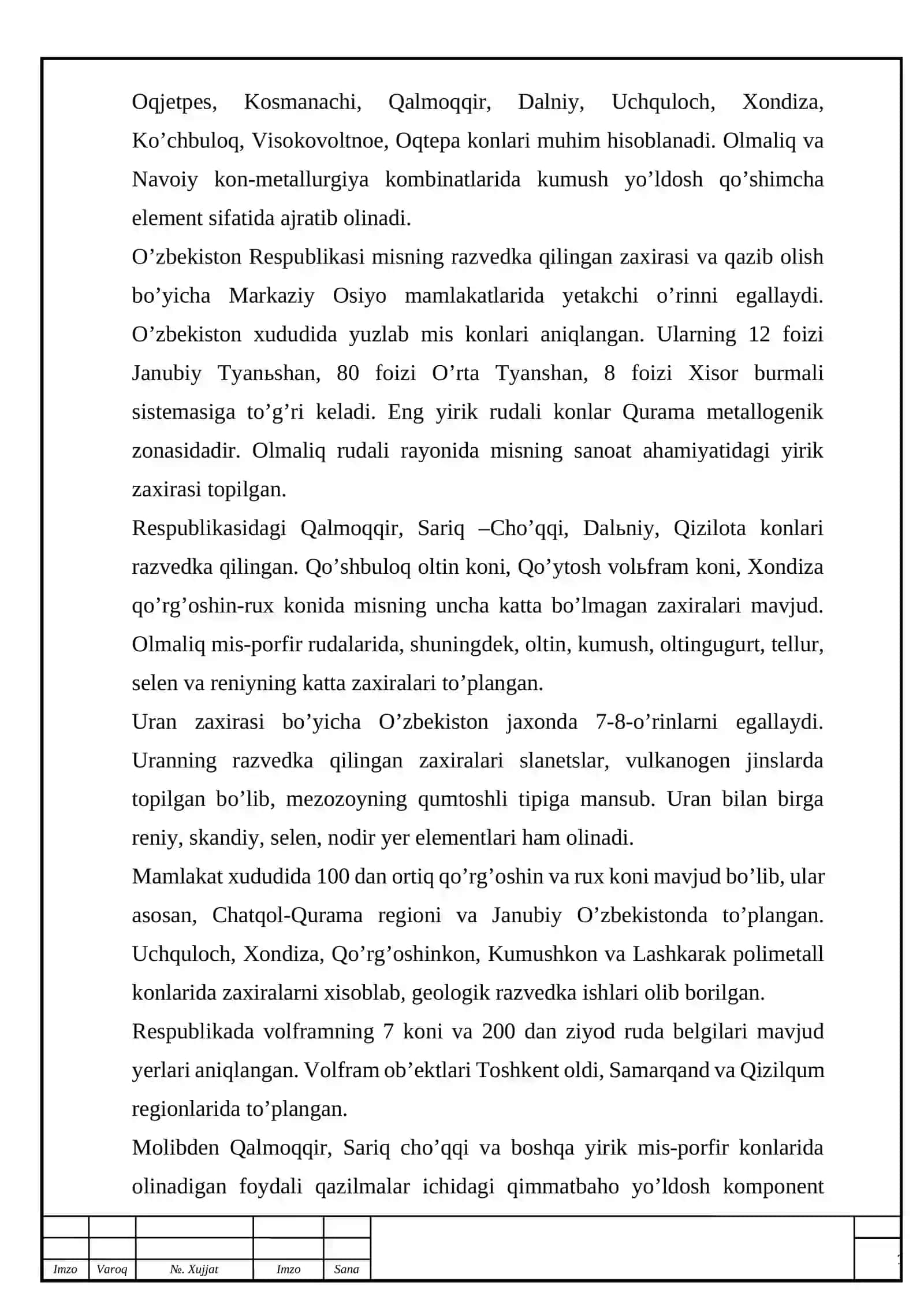 kollektiv konsentratdagi molibdenni boyitish texnologiyasi diplom ishi 3