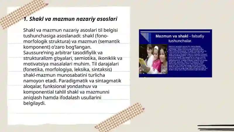 Tilshunoslikda shakl va mazmun o'rtasidagi bog'liqlik 3
