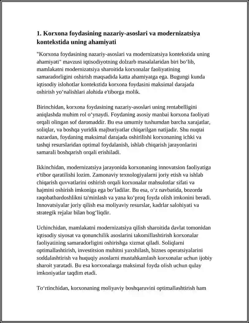 KORXONA FOYDASINING NAZARIY-ASOSLARI VA MODERNIZATSIYA KONTEKSTIDA UNING AHAMIYATI 3